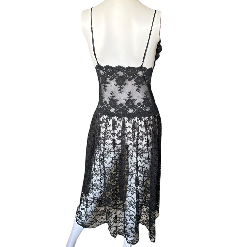 Vintage Victoria's Secret Gold Label Medium Black Sheer Floral Lingerie Dress - Picture 13 of 16